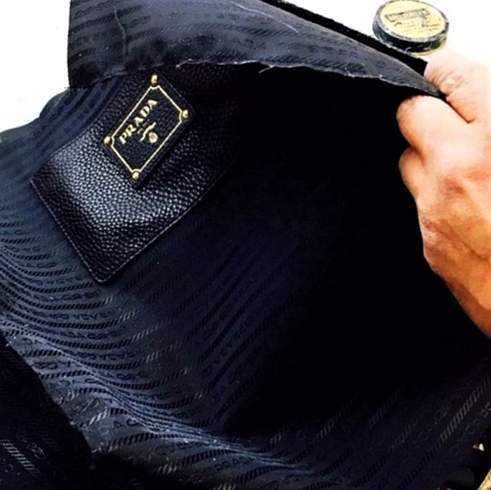 Prada, Bags, Authentic Prada Nylon Bag With Leather Handle